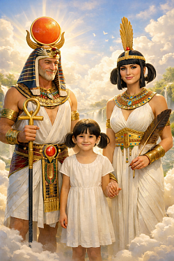 Dieu Rê, ça Fille Toute Parfaite, et Déesse Maât(Râ)