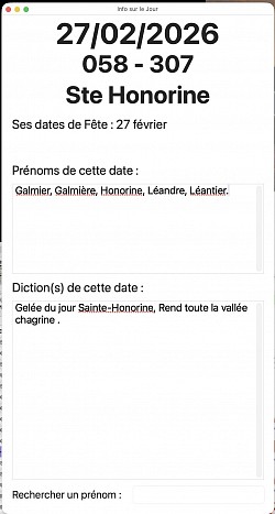 Saint(e)s et Dicton(s), du jour sélectionné